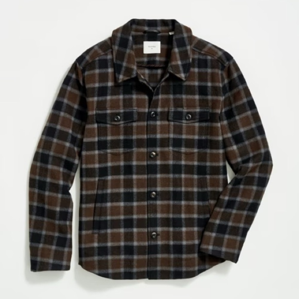 $448 NWT Billy Reid Jacket XXL Brown Plaid Wool Mo Shirt Men's Olive 2XL Coat